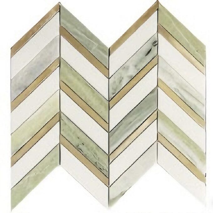 Aluminium sheveron Marble mosaic Tiles, green mosaic tile