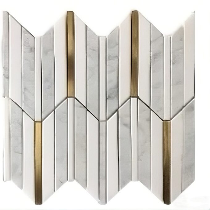Metal hexagonal stone Carrara marble Mosaic tiles