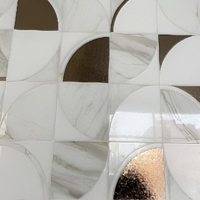 Inlaid with Golden Lava Stone water-sprayed Mosaic wall tiles