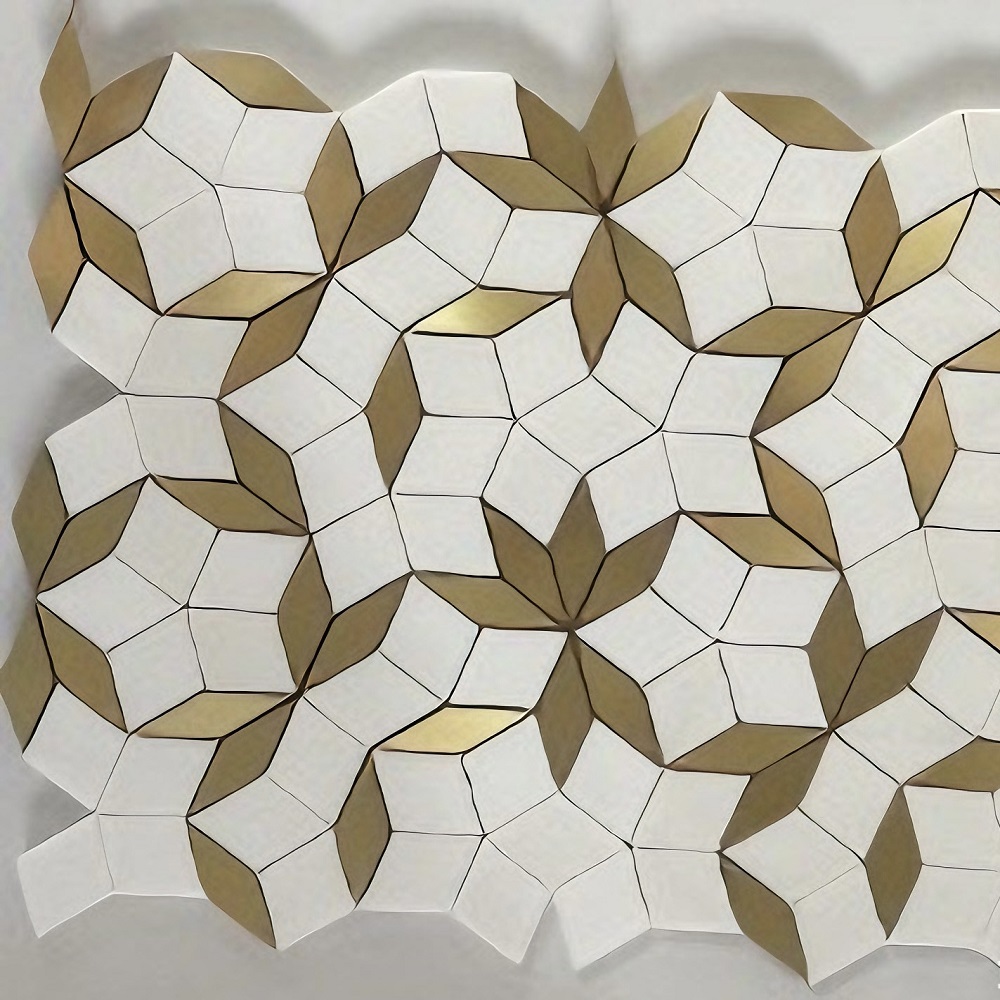 Tile Rods High-quality new design Thassos white, Brass metal Mosaic rods, Mosaic ...
