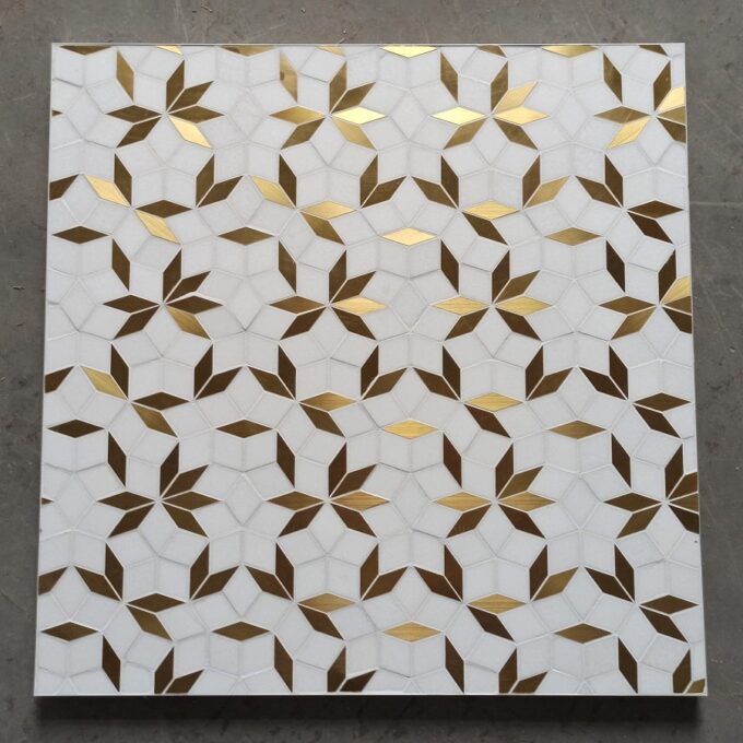 High-quality new design Thassos white, Brass metal Mosaic rods, Mosaic tiles