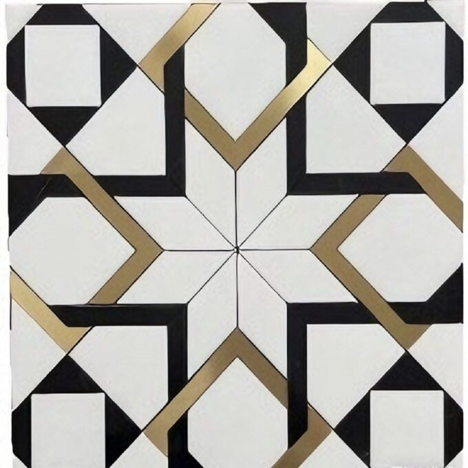 Irregular new design inlaid with golden metal waterjet marble Mosaic