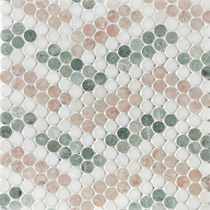 Ming Green Thassos White Cream Rose water jet Mosaic