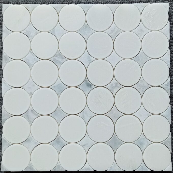 Natural Carraca white marble round Mosaic tiles