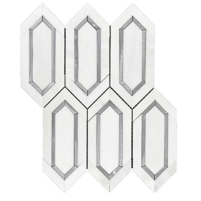 Hexagonal luxurious white marble Mosaic stone floor tiles