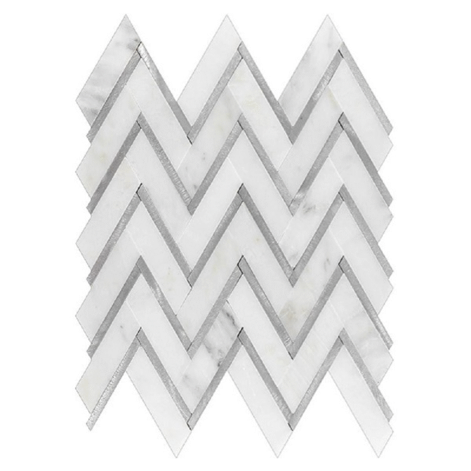 Oriental white herringbone aluminium marble Mosaic tiles