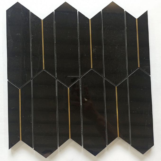 Hexagonal black mixed alloy Mosaic tiles
