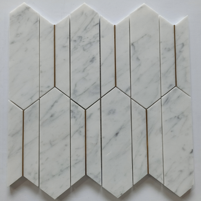Hexagonal Carrara white waterjet Mosaic tiles