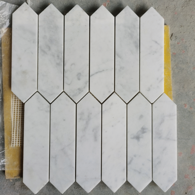 Carrara Extra Long hexagonal Mosaic tiles