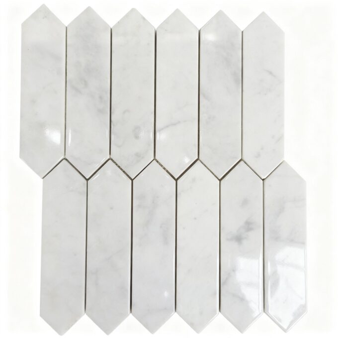 Carrara Extra Long hexagonal Mosaic tiles