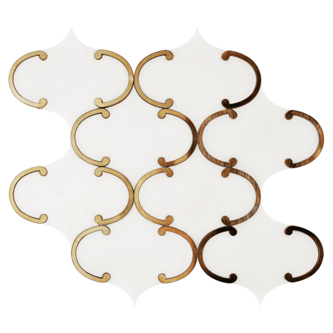 Pure white brass line lantern-shaped Mosaic tiles
