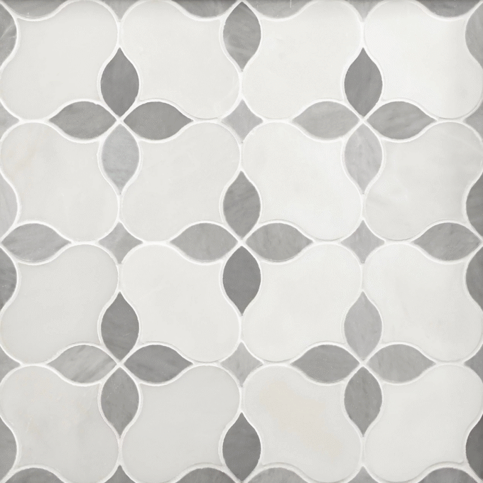 White floral Mosaic tile waterjet Carrara interior wall decoration