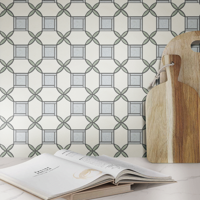 Modern design new ming green floral mosaics