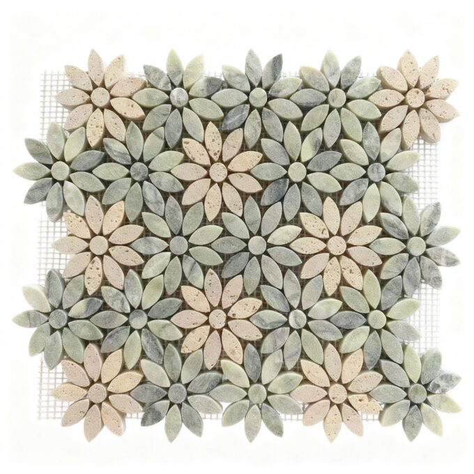 Luxurious floral-shaped natural marble Mosaic decorative wall tiles