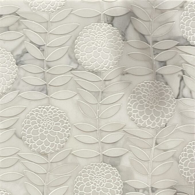Leaf and flower pattern White marble Mosaic