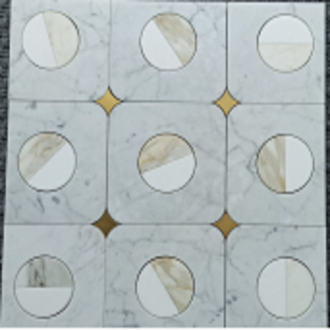 Carrara White Brass Natural marble waterjet Mosaic