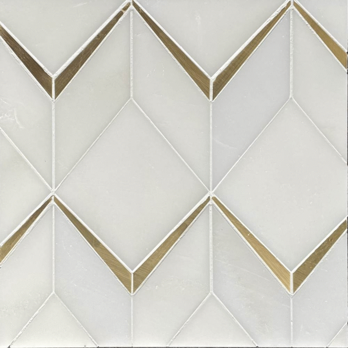Natural marble mixed with brass interior decorative Mosaic tiles