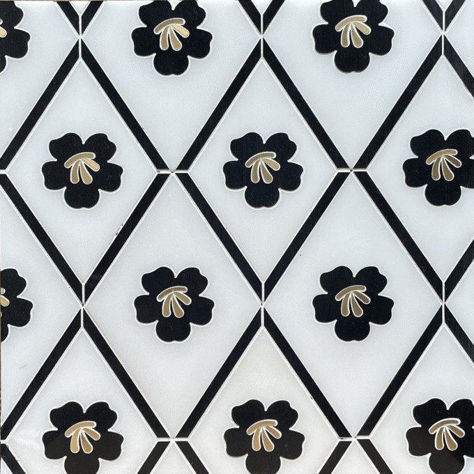 Black flower-designed marble Mosaic