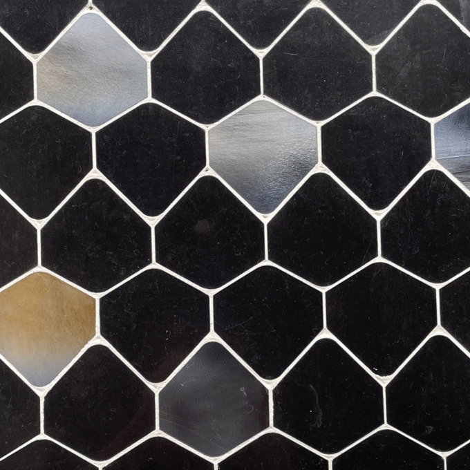 Hexagonal black marble Glass Mosaic