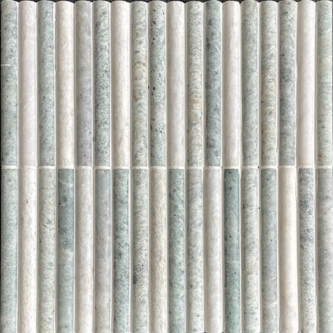 Ming Green grooved 3D pencil marble tiles