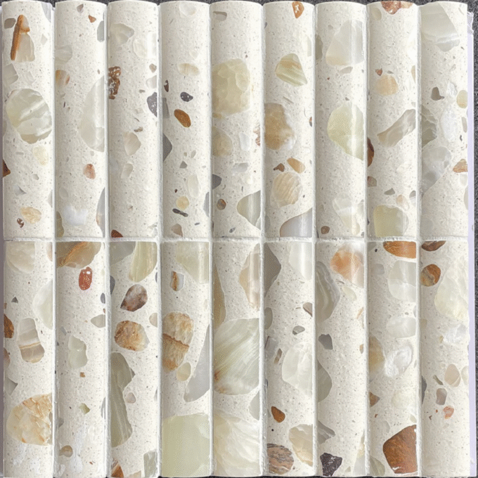 Newly designed grooved terrazzo marble tiles