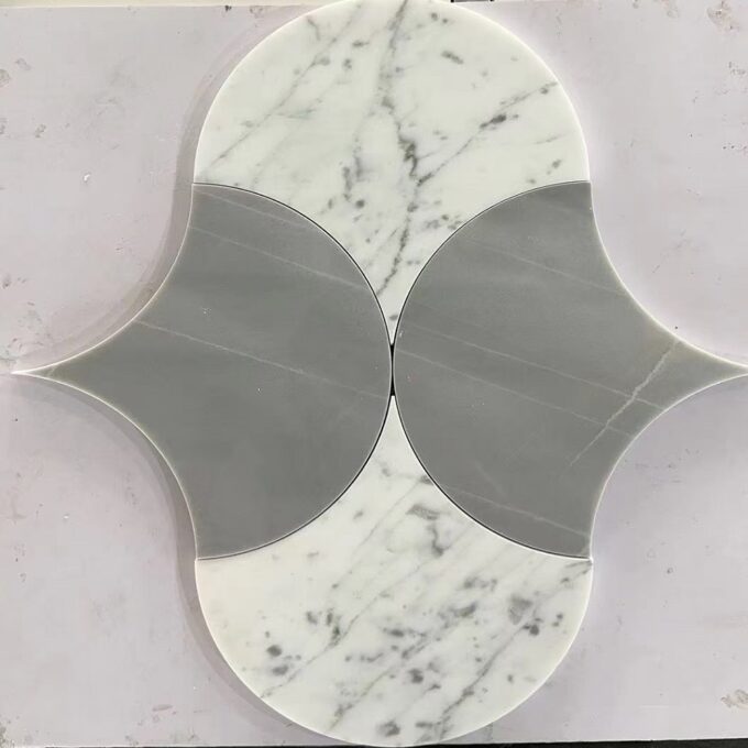 Modern white and grey natural marble waterjet Mosaic Marble pattern