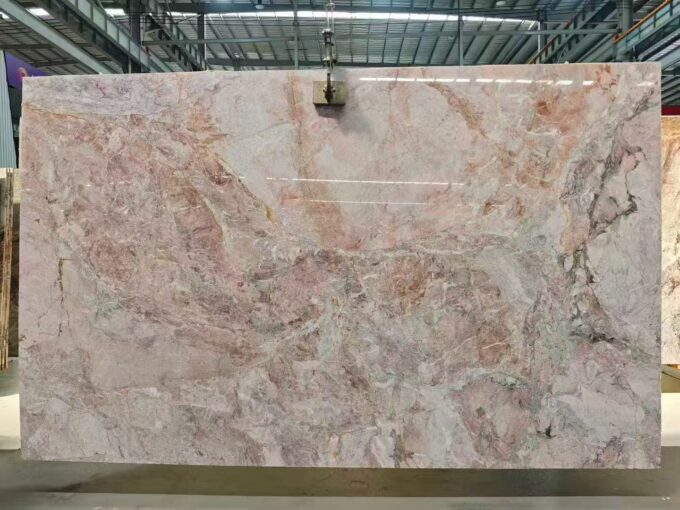 Luxurious natural pink marble countertop with polished four-season pink marble slabs