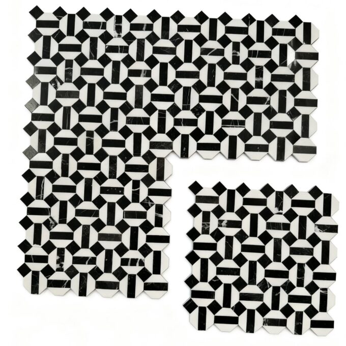 Black and white Hexagon Mosaic marble interior walls, floor, marble Mosaic tiles, floor and pool tiles