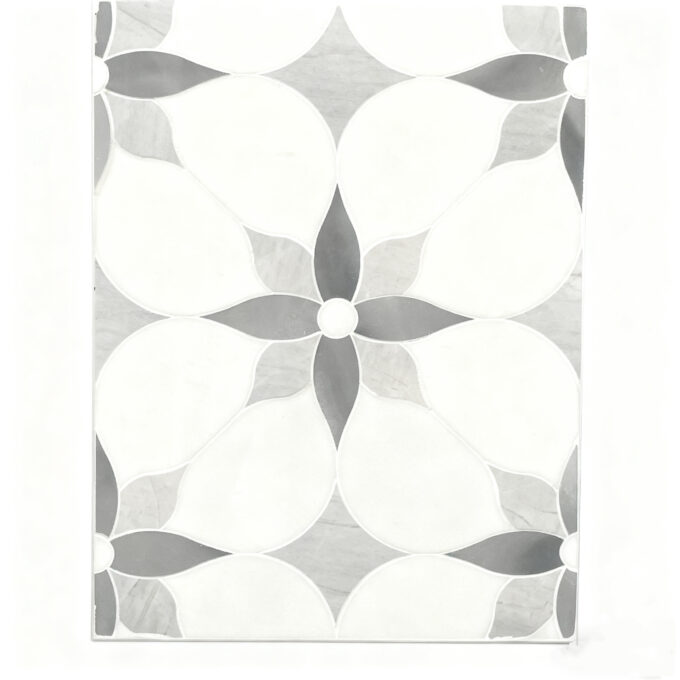 Thassos white flower-patterned waterjet Mosaic interior wall and floor tiles