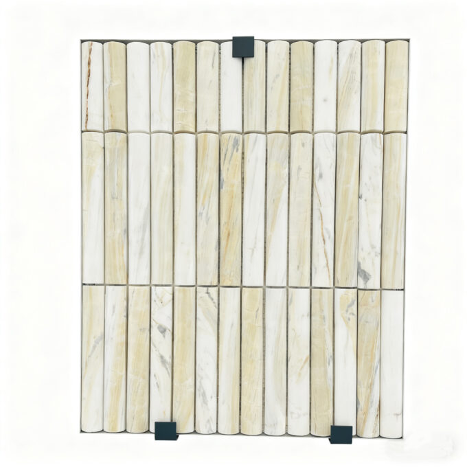 Apli White Marble curved groove marble tile Mosaic pencil decoration wall tile