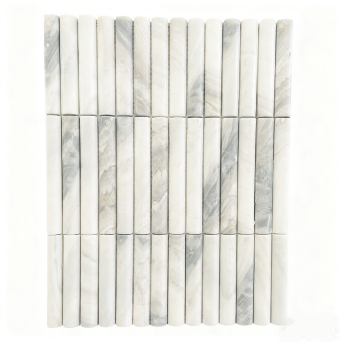 Lais White marble Mosaic curved groove marble tile pencil decoration