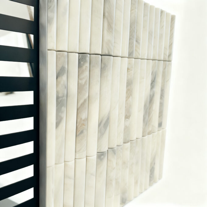 Lais White marble Mosaic curved groove marble tile pencil decoration