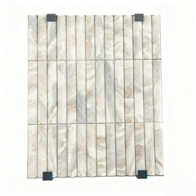 Luxurious and high-end interior decoration with natural cubic 3D curved walls Marble Pencil