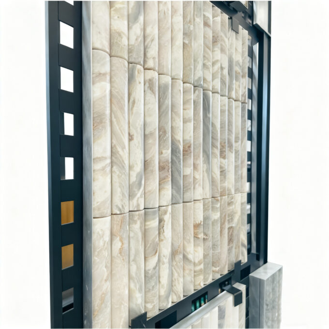 Luxurious and high-end interior decoration with natural cubic 3D curved walls Marble Pencil