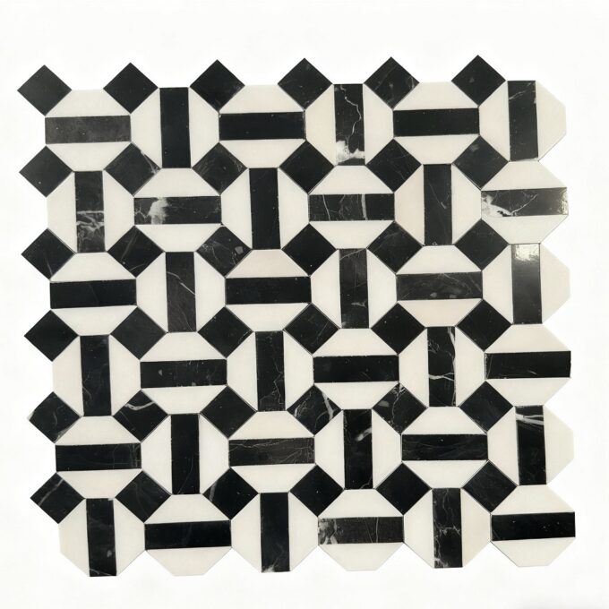 Black and white Hexagon Mosaic marble interior walls, floor, marble Mosaic tiles, floor and pool tiles