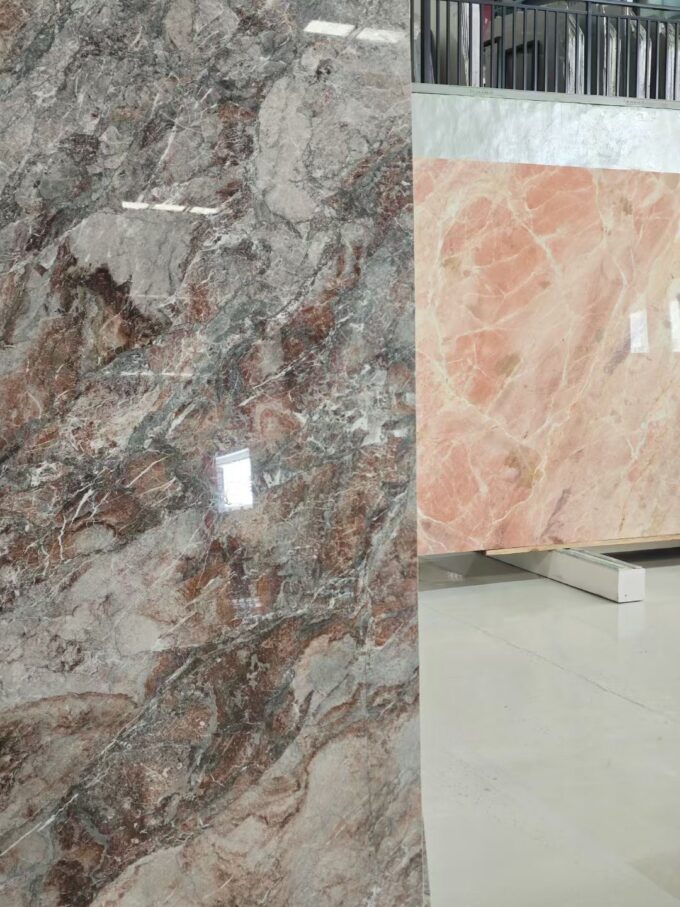Luxurious natural pink marble countertop with polished four-season pink marble slabs